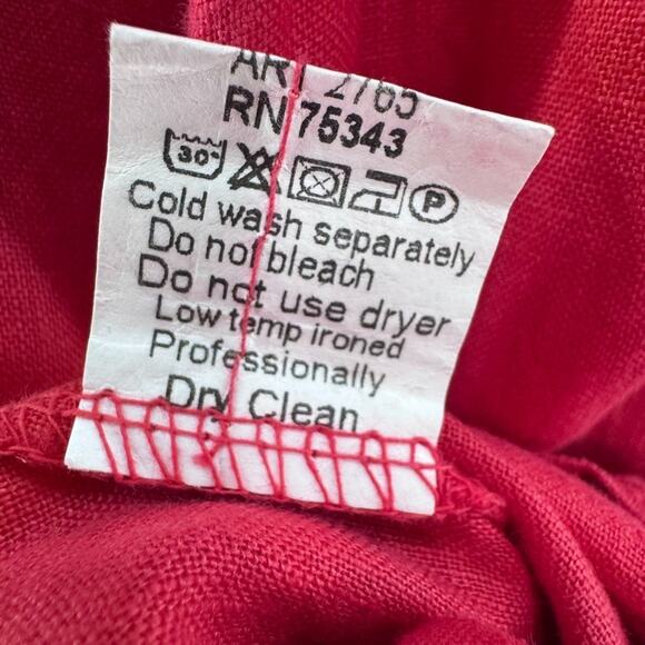 Terzo Millennio Dress Womens L Red Linen Tank Maxi Tiered Boat Neck Sleeveless - Picture 9 of 14